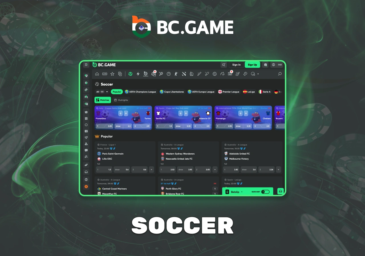 Place bets on soccer and win real money